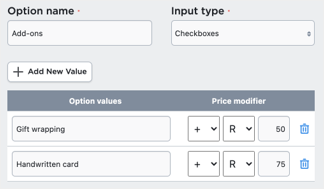 product variations backend